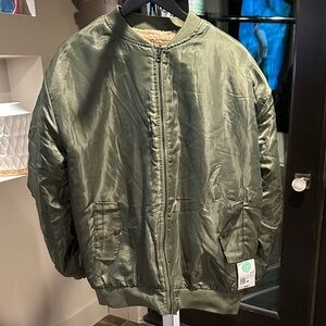 Forever 21 Olive Reversible Bomber Jacket